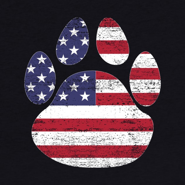 Dog paw print American flag USA tshirt by bbreidenbach